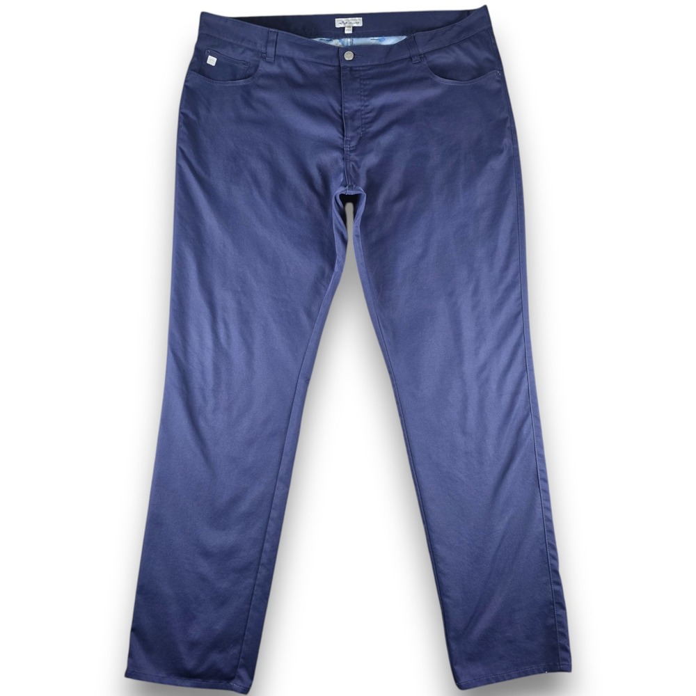 Peter Millar Mens Pants 42x34 Navy Blue Five Pocket Performance Straight Leg